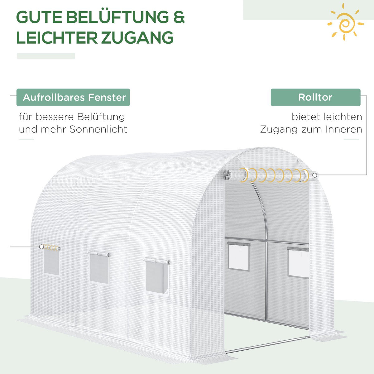 Polyethylene film 3x2x2m replacement film with 6 windows for garden tunnel greenhouse film tunnel made of white polyethylene