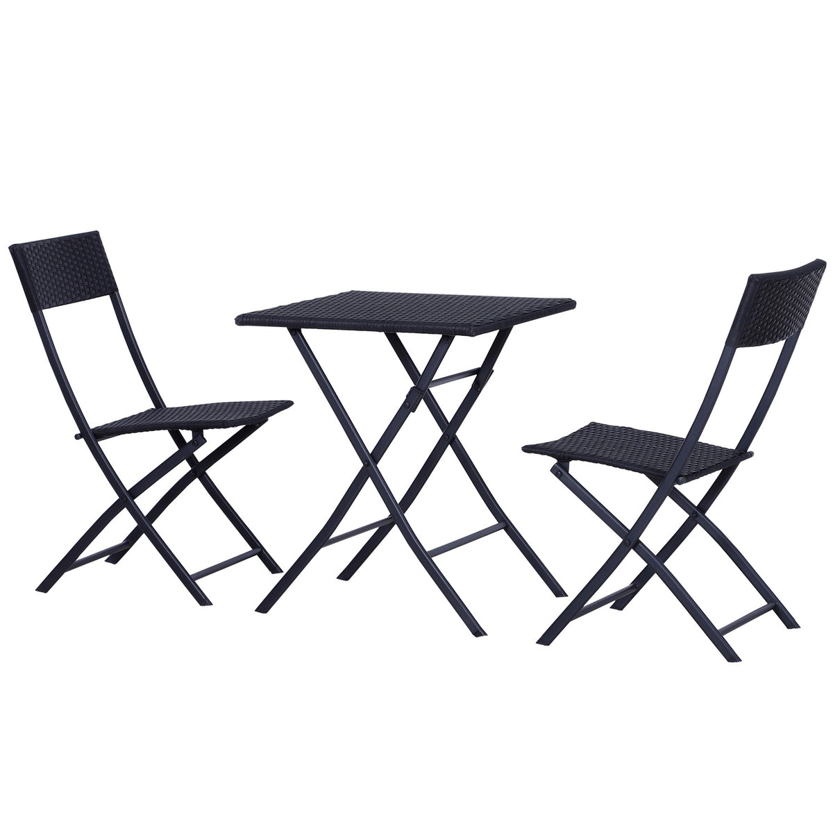 Polyrattan Bistro Set For 2 People, Rattan Garden Furniture Set, Black