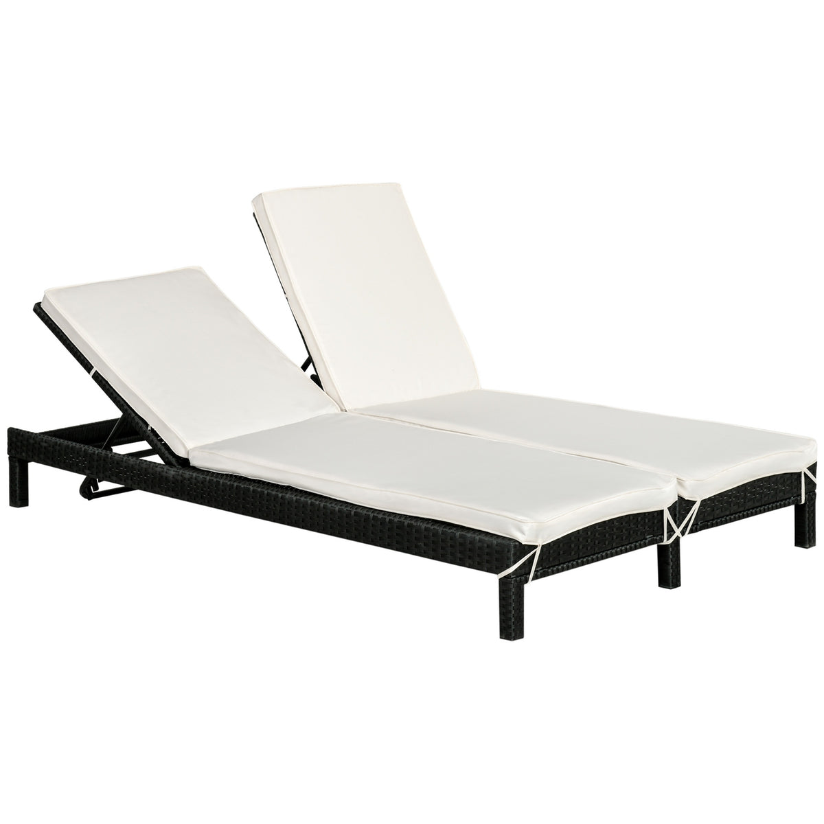 Polyrattan Double Lounger Sun Lounger For 2 People With 5-Level Backrest, Luxury Lounge, Metal Pe Rattan, 196X120X28 Cm, Gray