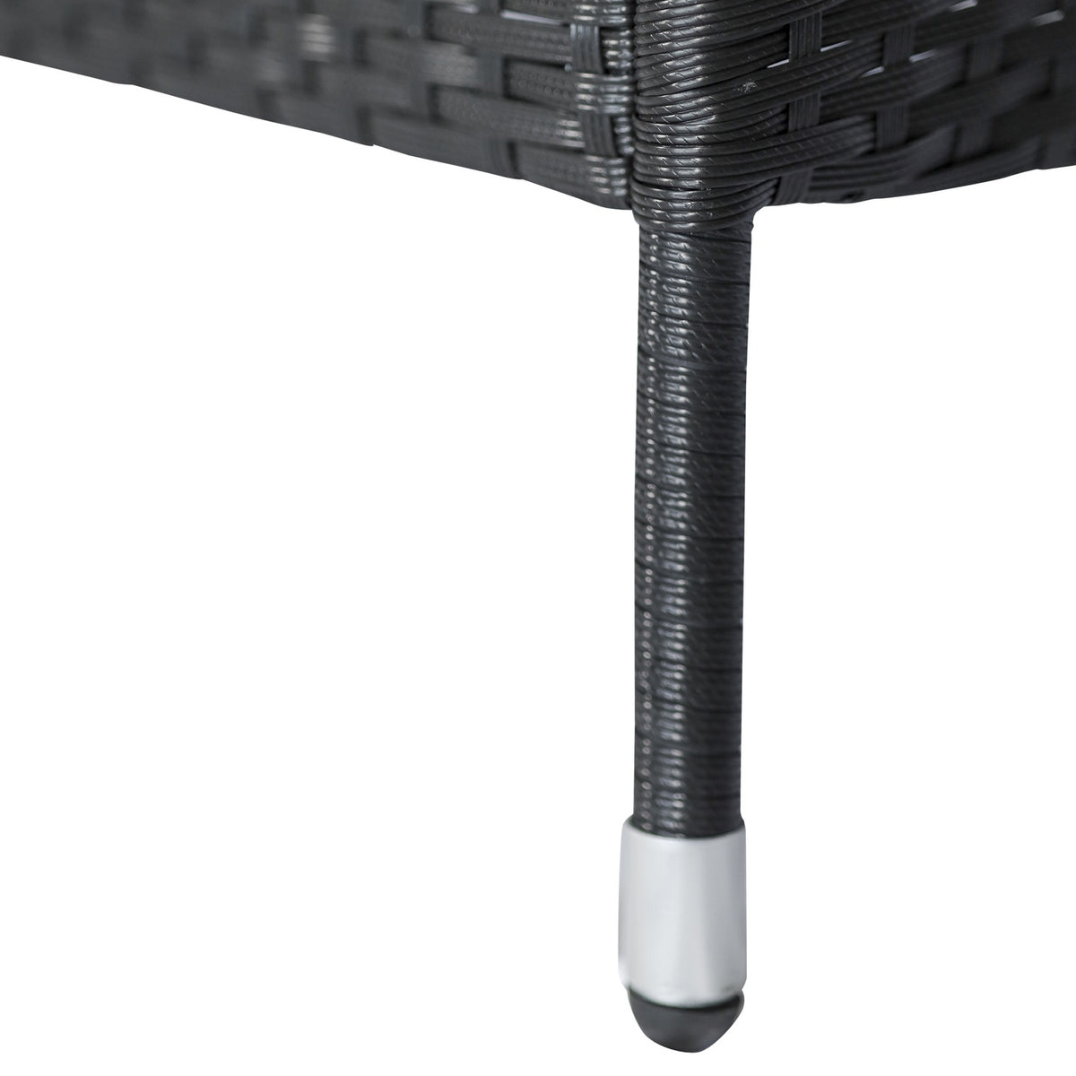 Polyrattan Garden Bench Garden Sofa Bench With Table 2-Seater Steel Black W133 X D63 X H84Cm