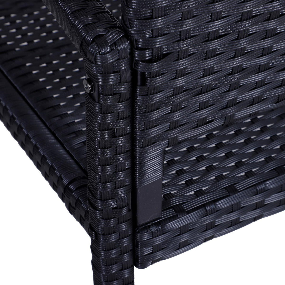 Polyrattan Garden Bench Park Bench 2-Seater Wicker Steel Black W122 X D60 X H87Cm