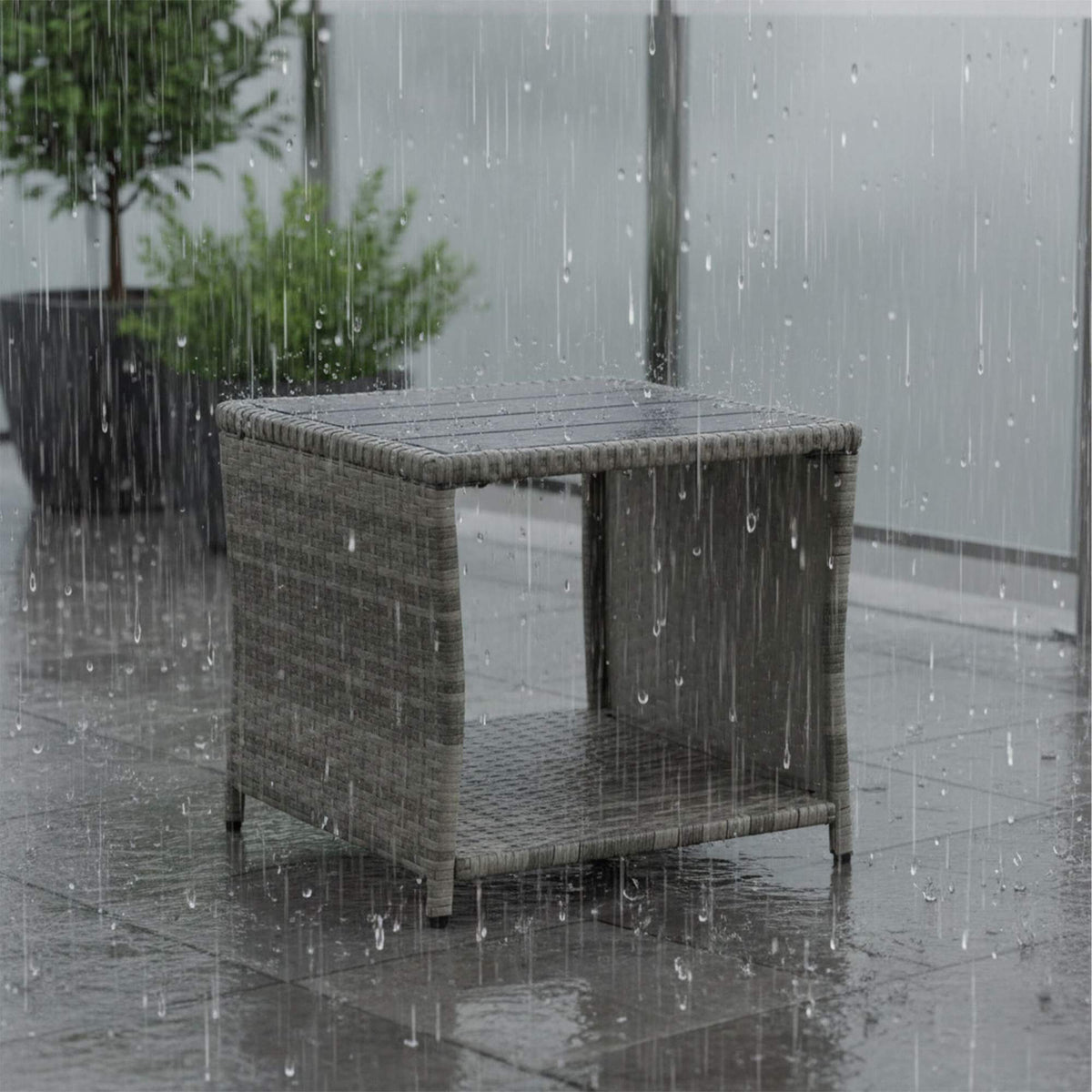 Polyrattan Outdoor Balcony Table – Weatherproof & Durable