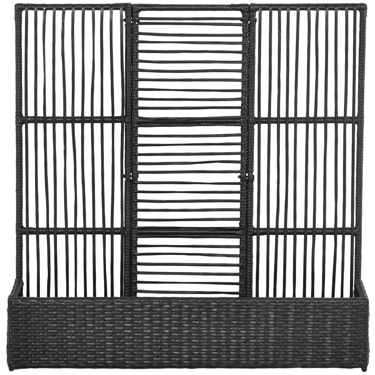 Polyrattan Raised Bed With Trellis Flower Box Plant Box Flower Bed For Garden Balcony Black 103 X 103 X 29 Cm