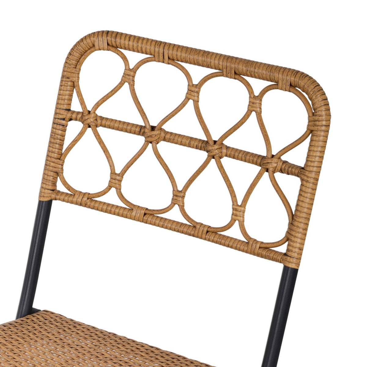 Polyrattan Seating Group For 2 People Bistro Set Balcony Furniture Set Foldable Natural