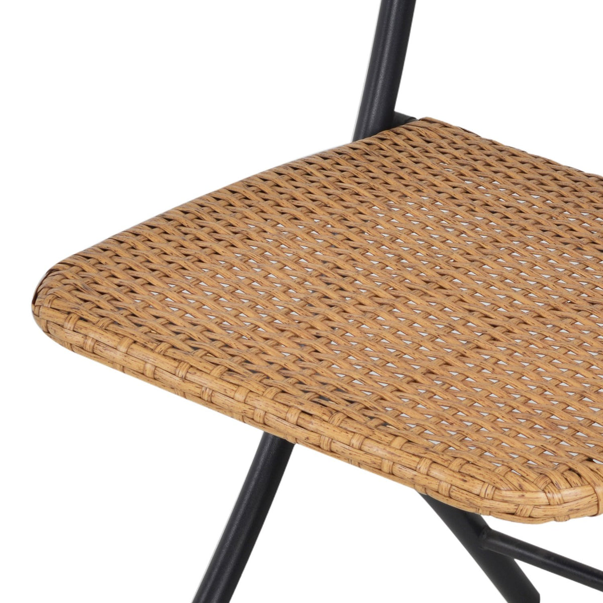 Polyrattan Seating Group For 2 People Bistro Set Balcony Furniture Set Foldable Natural