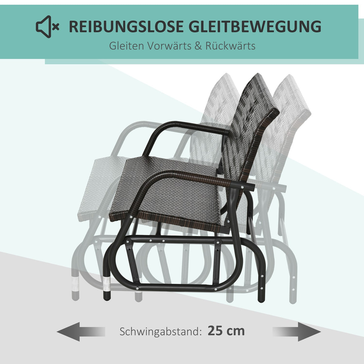 Polyrattan Swing Bench 2-Seater Outdoor Patio Garden Loveseat Garden Swing With Backrest Bench Park Bench Brown 70 X 120 X 84 Cm