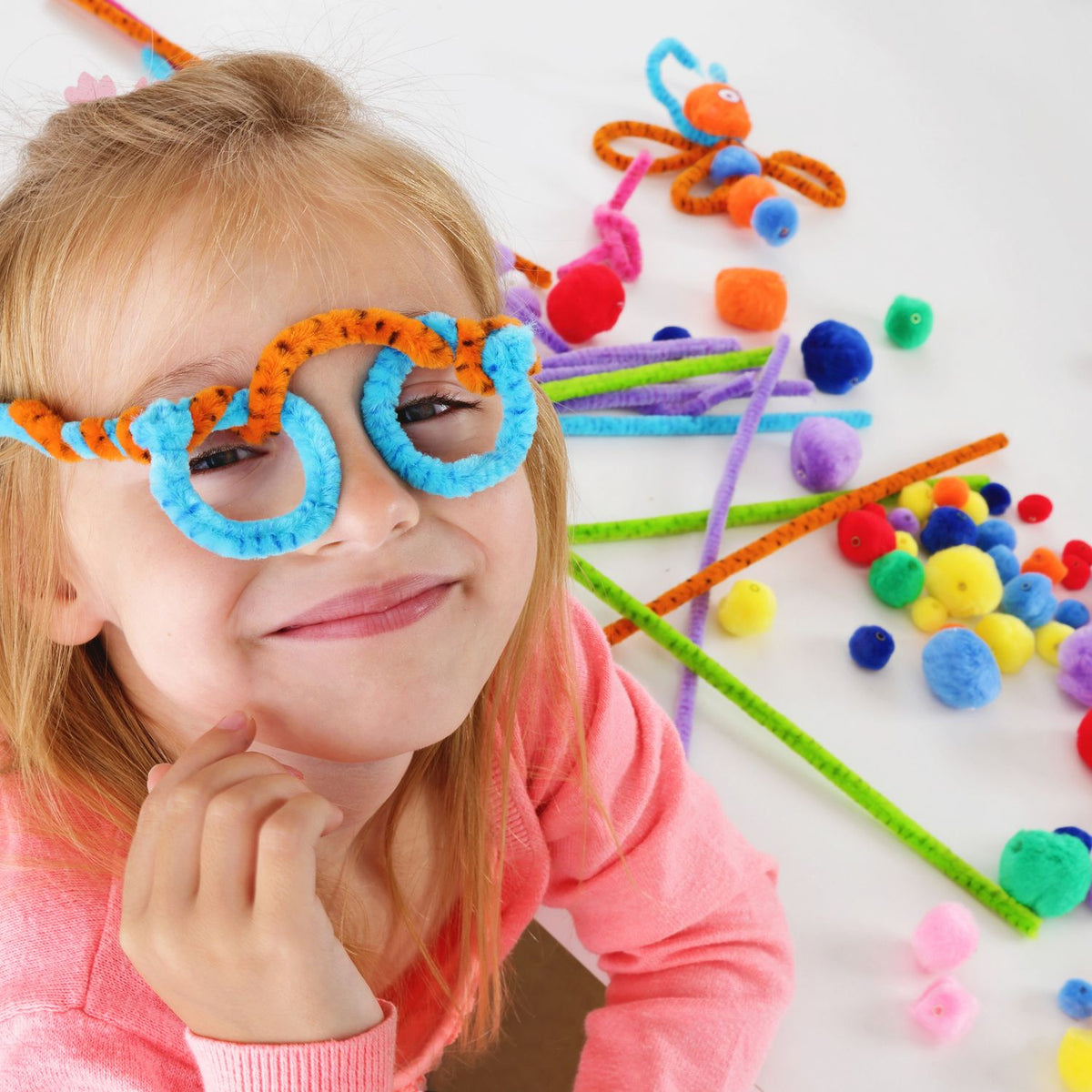 Pompoms, colored, 200 pcs