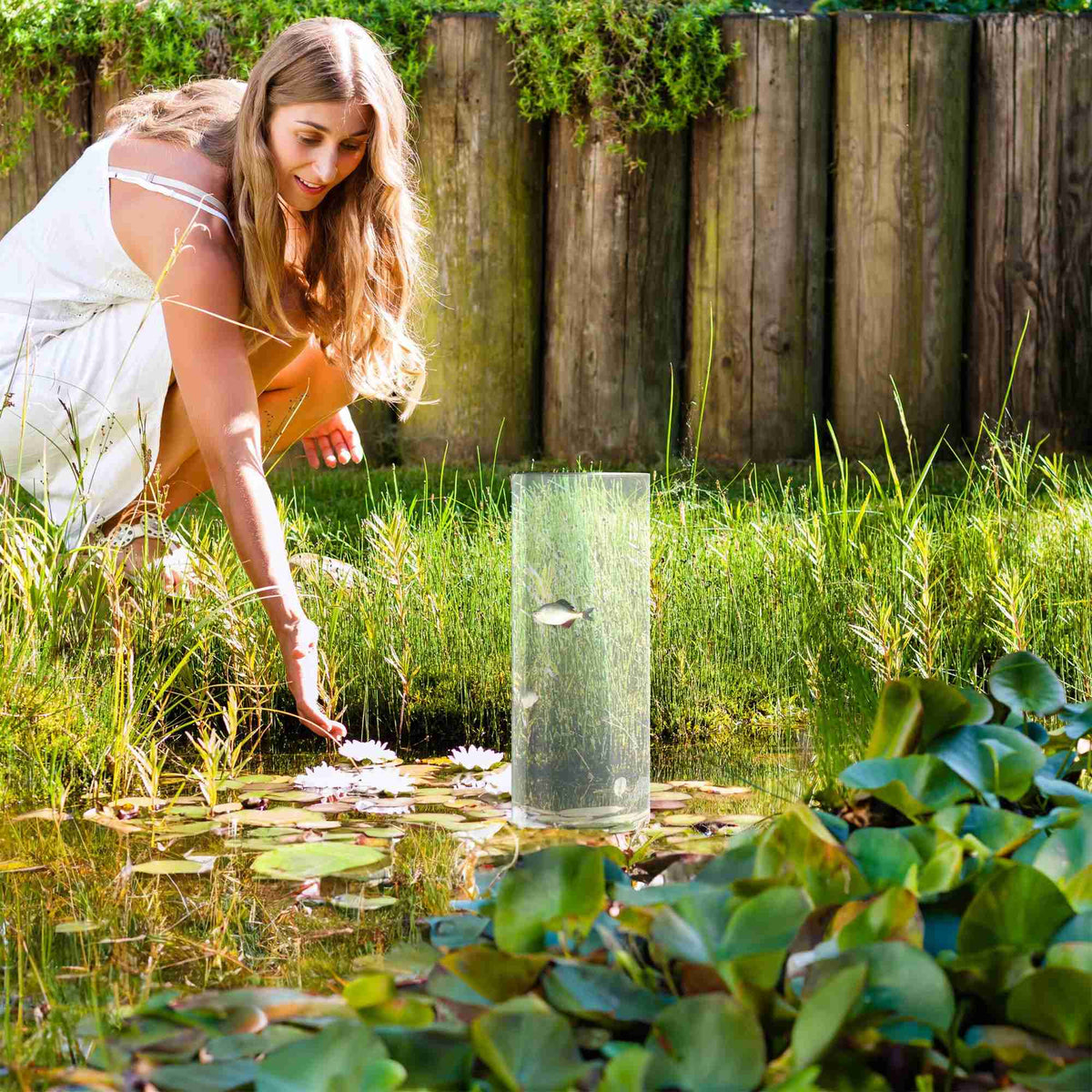 Pond Fish Observation Column, UV-Stable Acrylic
