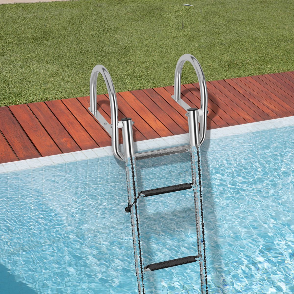 Pontoon Boat Ladder, 4-Step Folding, 500 lb Capacity