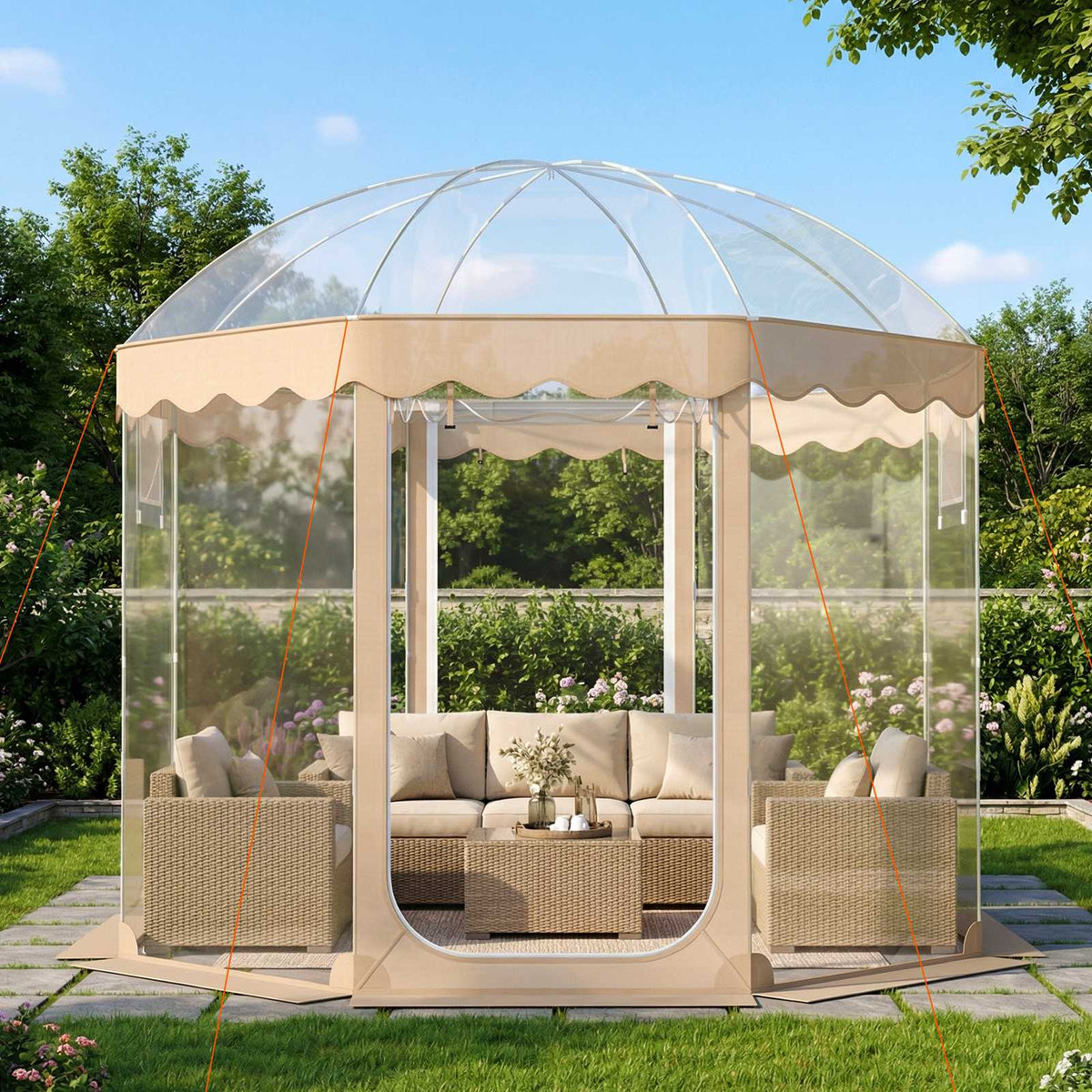 Pop-Up Bubble Tent 10x10 Ft, 8-10 Person, Clear PVC