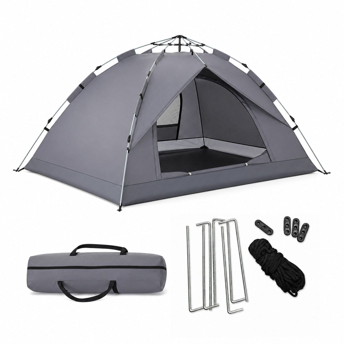 Pop-Up Camping Tent for 3–4 People, UV Protection