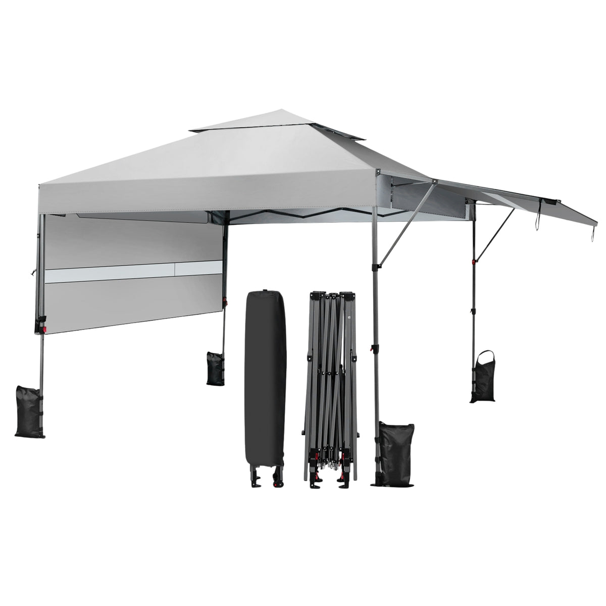 Pop-Up Canopy Tent With Dual Awnings, 300x537cm, UPF 50+