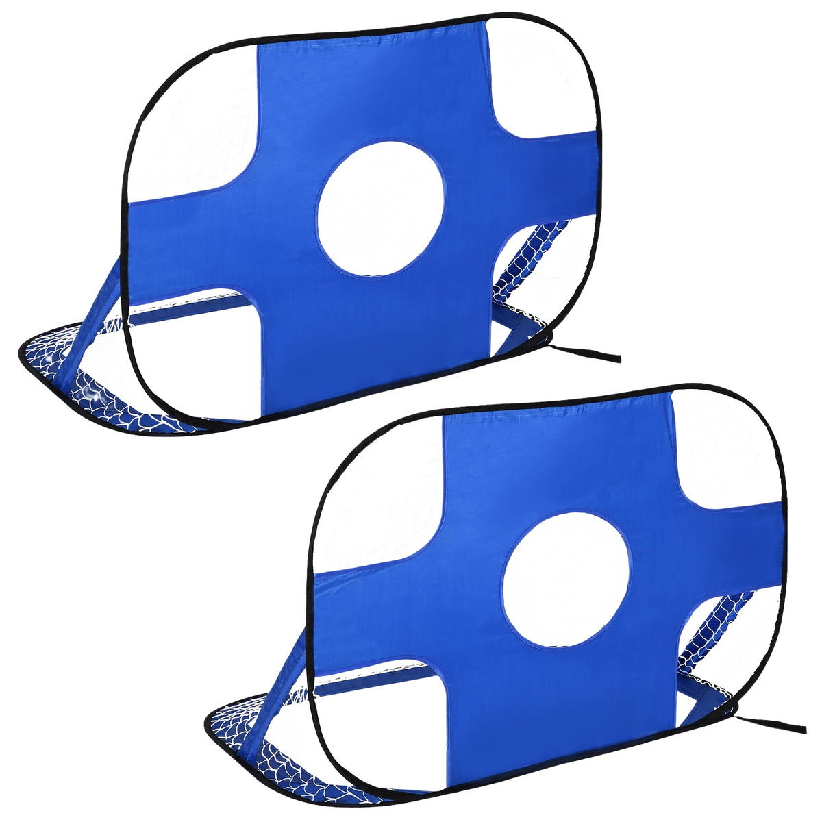 Pop Up Football Goals Portable Football Net, Set Of 2 Mini Goals, Foldable With Carry Bag, Blue, 123X80X80 Cm