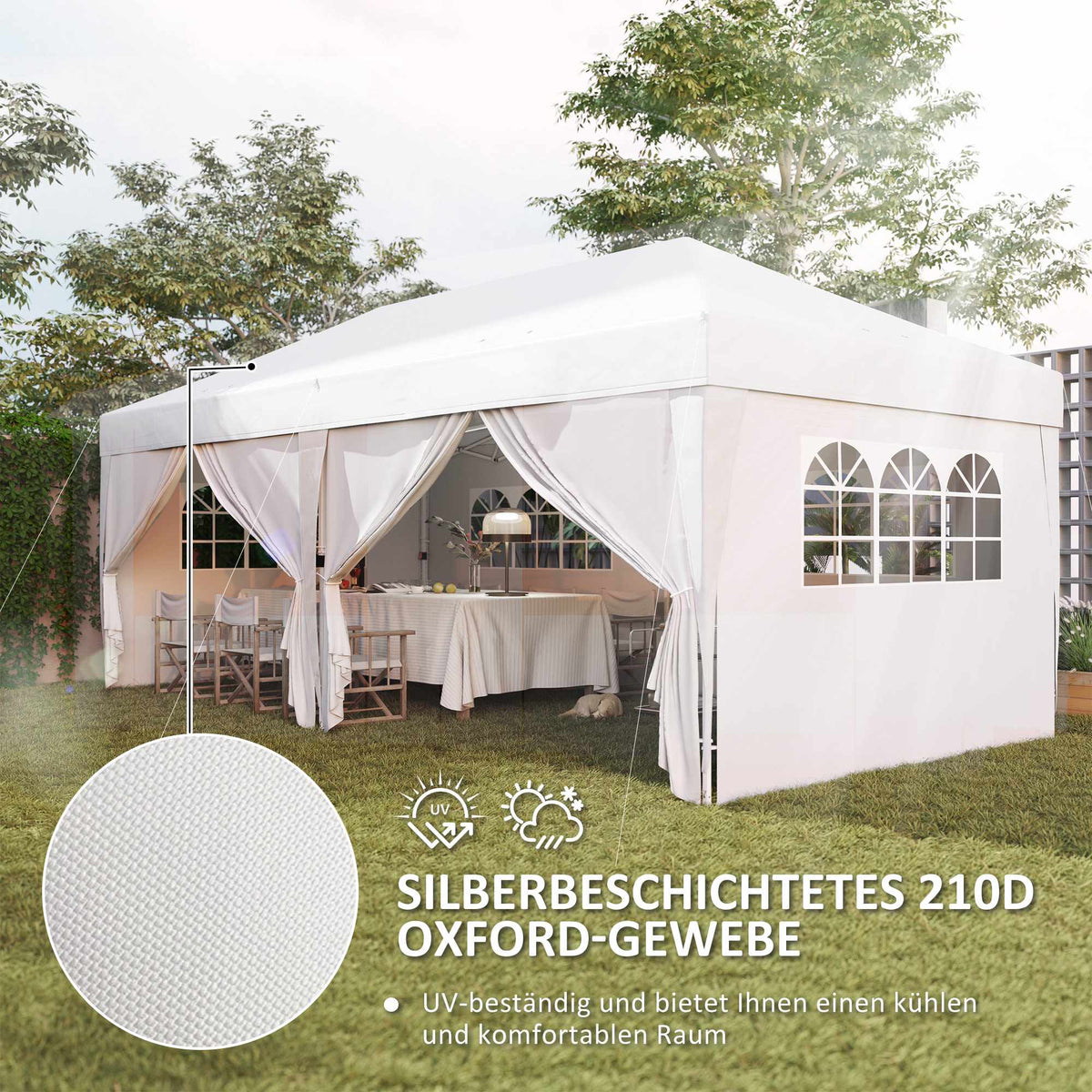 Pop-Up Pavilion 6x3m, UV Protection, Removable Sides