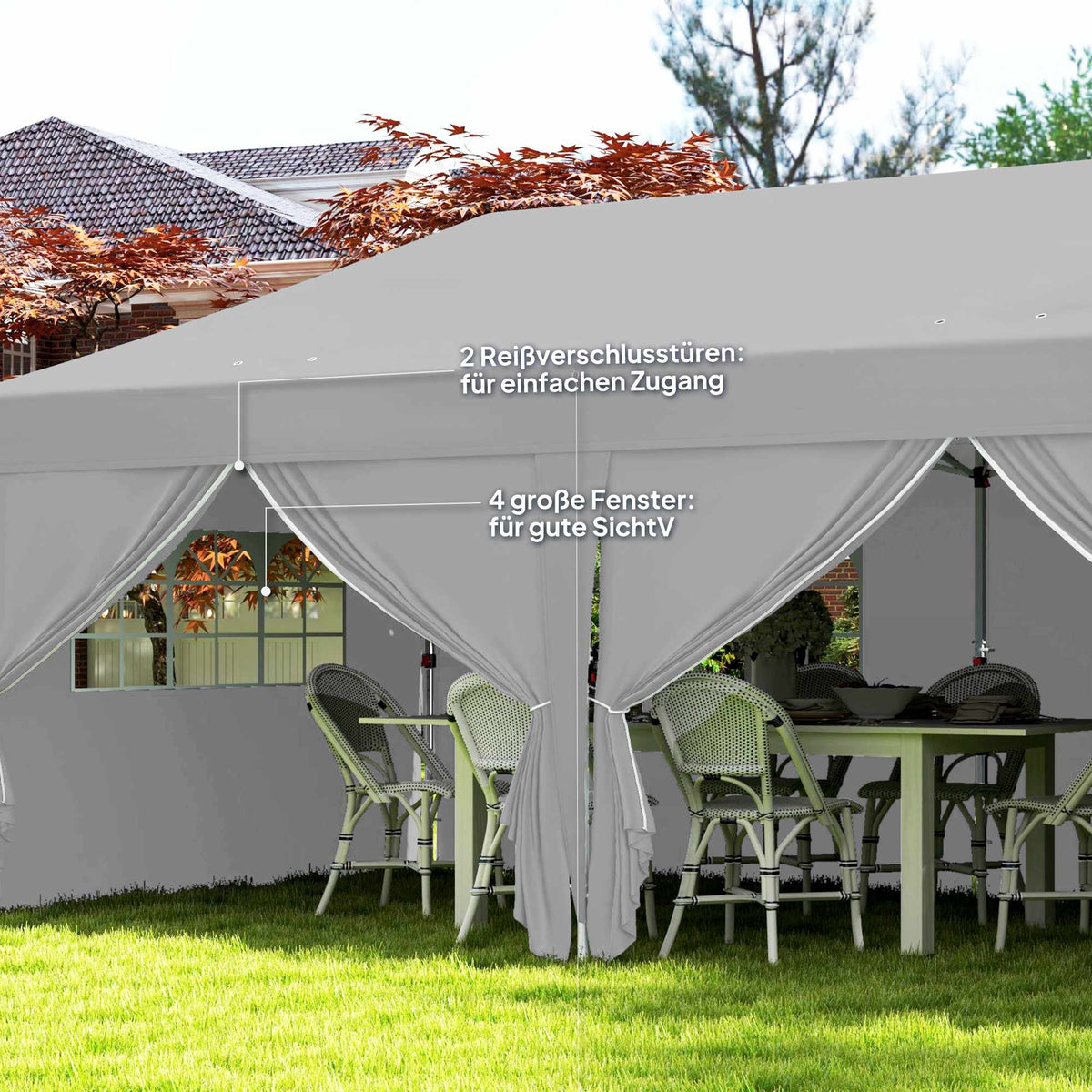 Pop-Up Pavilion 6x3m, UV Protection, Removable Sides