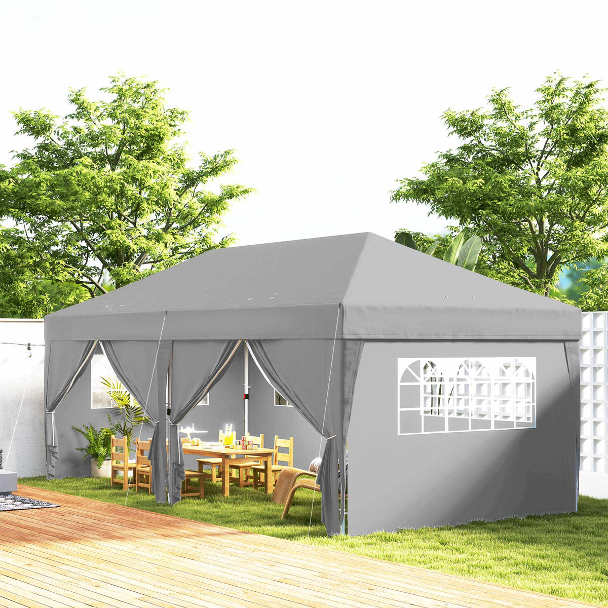 Pop-Up Pavilion 6x3m, UV Protection, Removable Sides