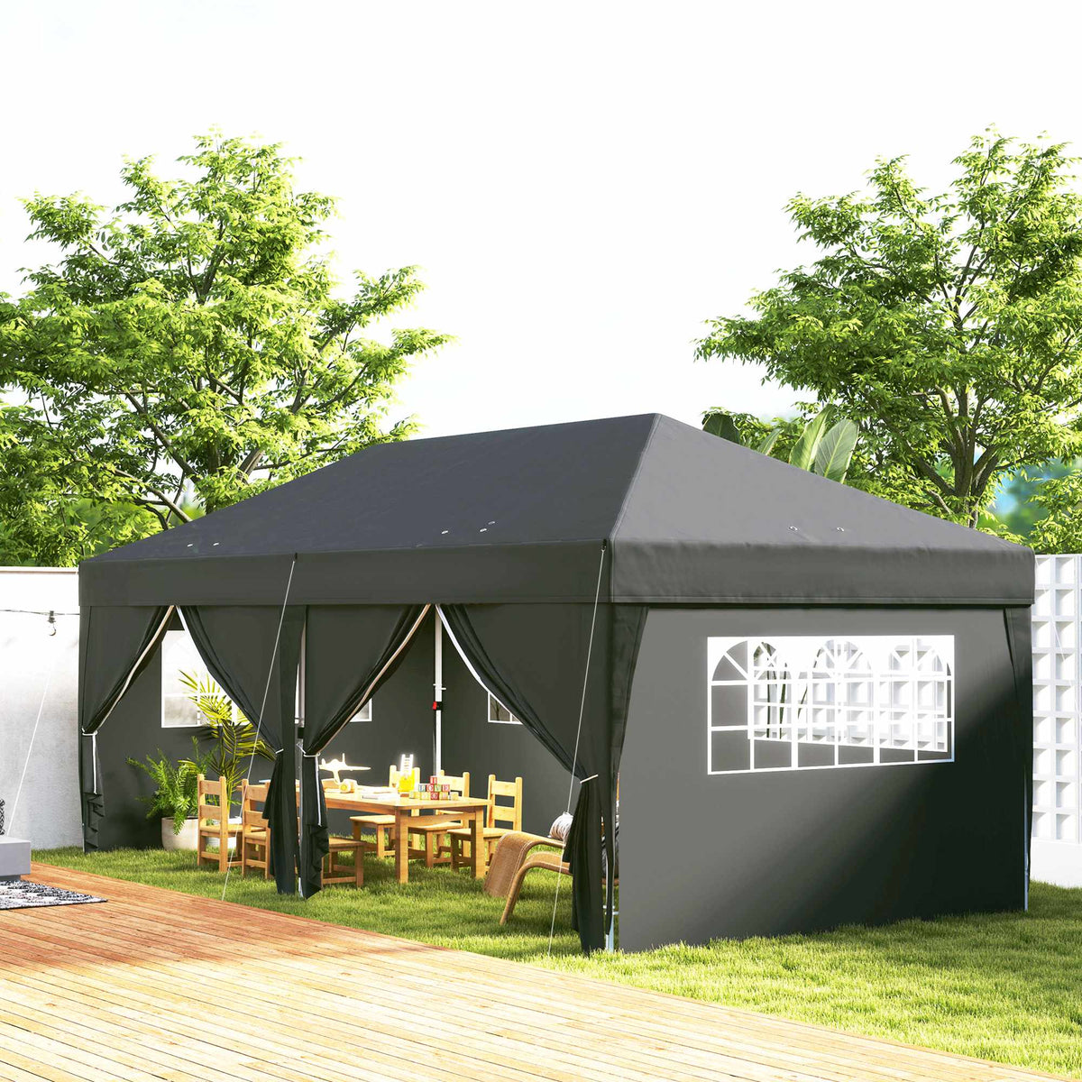 Pop-Up Pavilion 6x3m with Removable Walls, UV Protection