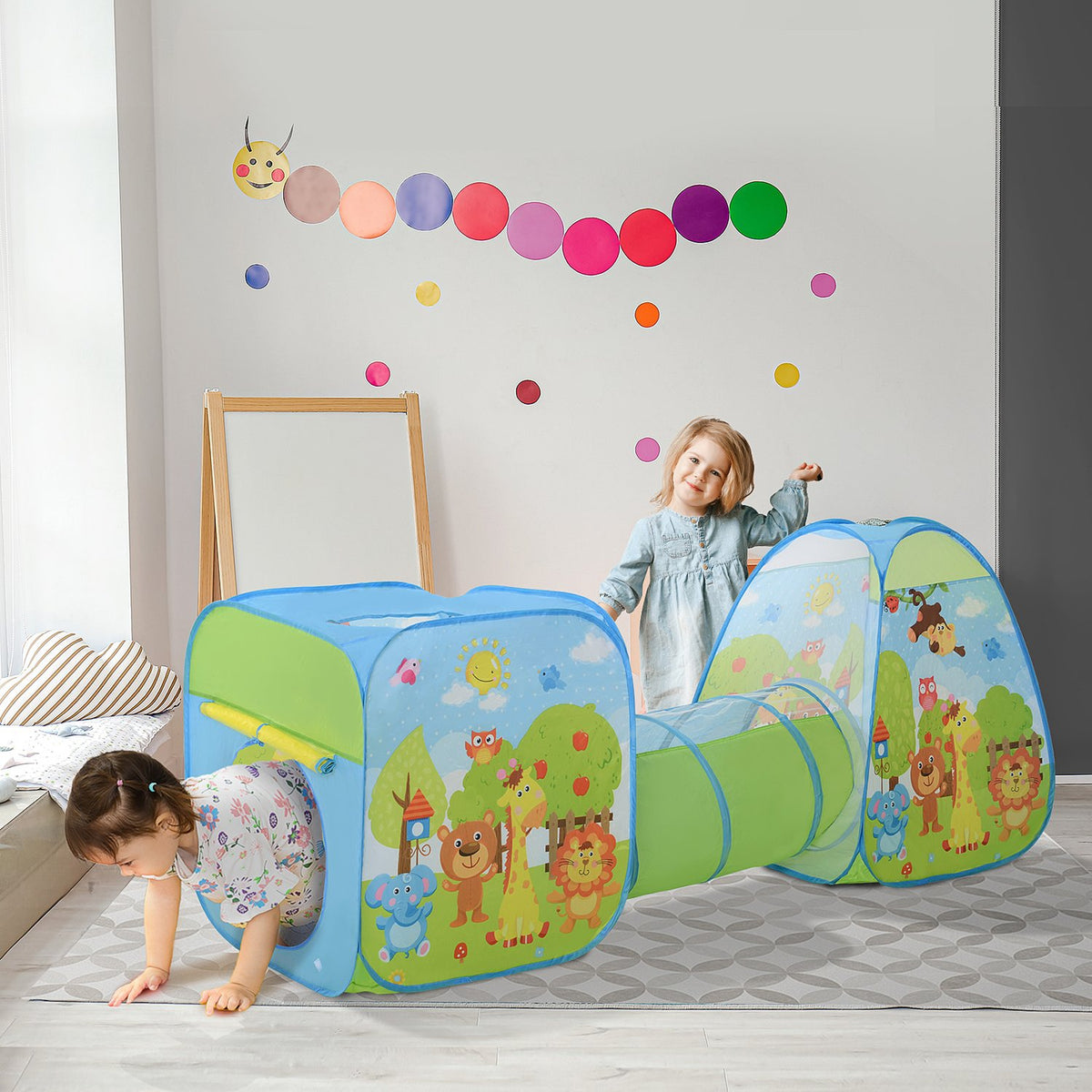 Pop-Up Play Tent 3-Part Tunnel Foldable Polyester 230X74X93Cm