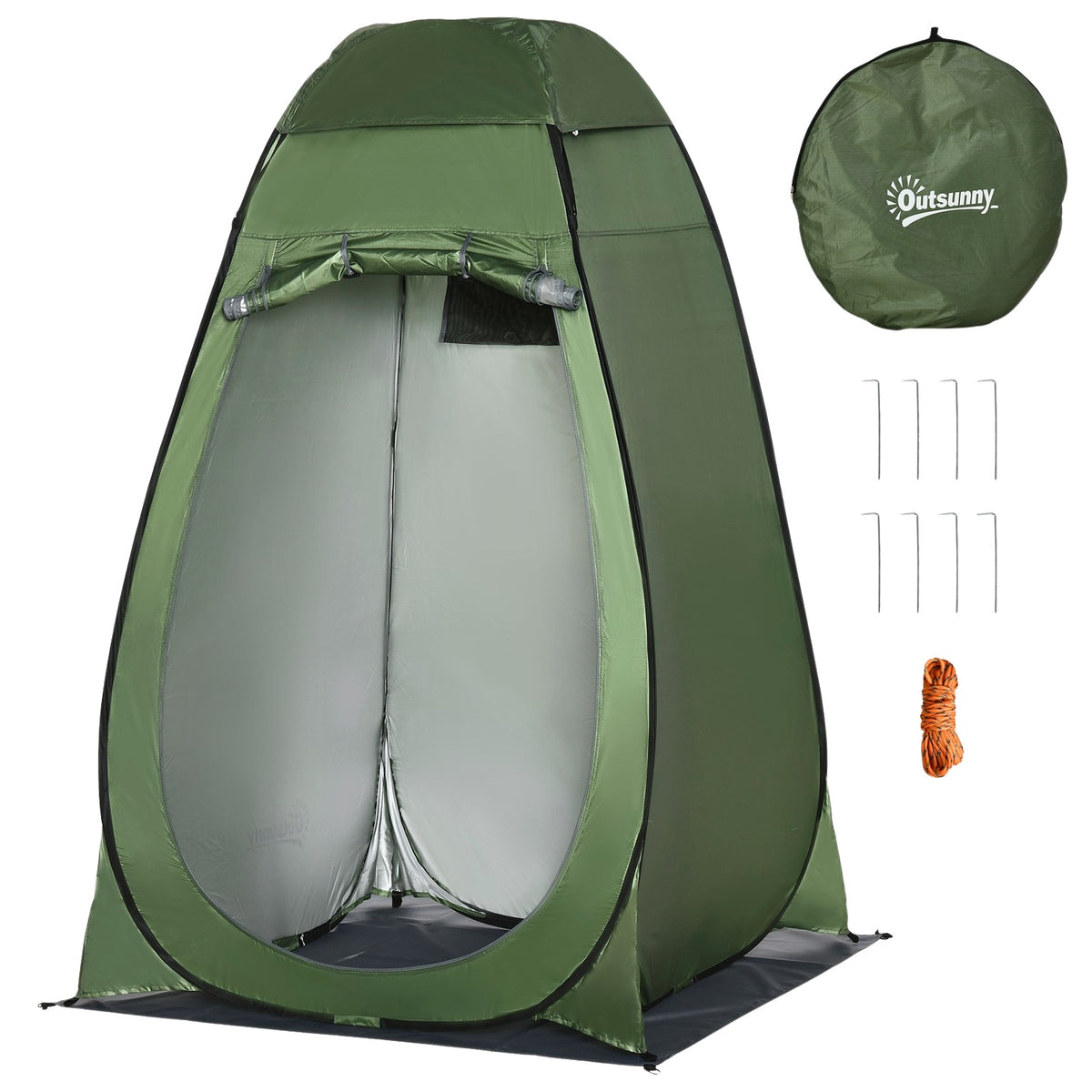 Pop-Up Shower Tent Toilet Tent For Camping, Mobile Outdoor Toilet, Dark Green, With Carry Bag, 126X124X189Cm