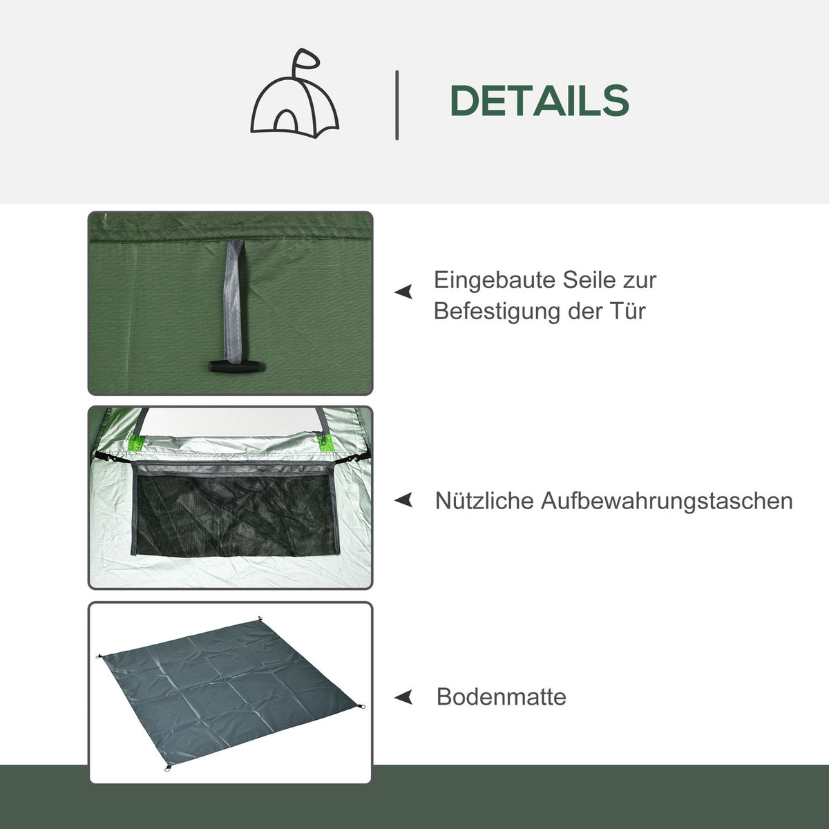Pop-Up Shower Tent Toilet Tent For Camping, Mobile Outdoor Toilet, Dark Green, With Carry Bag, 126X124X189Cm