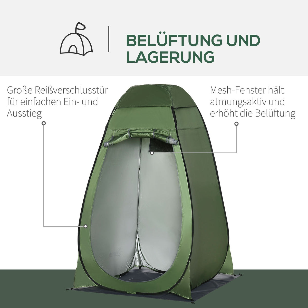 Pop-Up Shower Tent Toilet Tent For Camping, Mobile Outdoor Toilet, Dark Green, With Carry Bag, 126X124X189Cm
