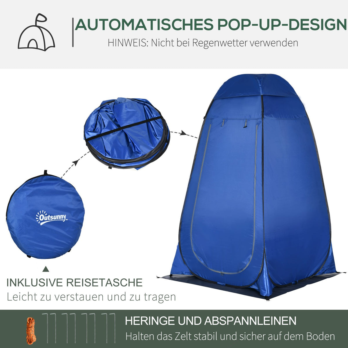 Pop-Up Tent Shower Tent, Toilet Tent For Camping, Mobile Outdoor Toilet With Carry Bag, 126X124X189Cm