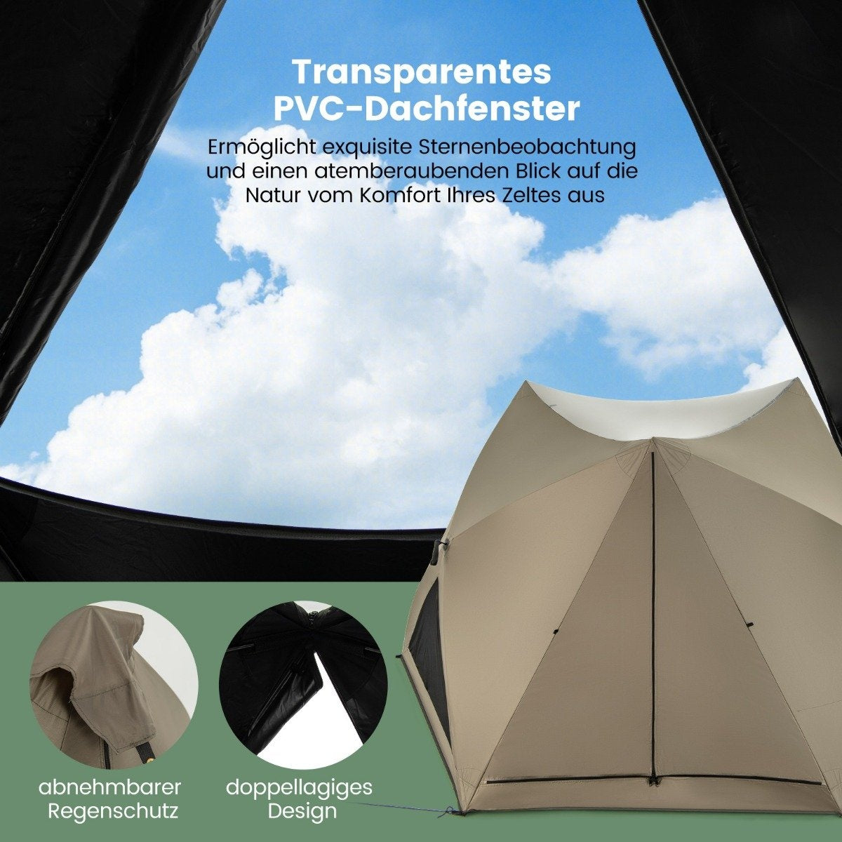 Pop up tent for 4-6 people camping tent with canopy waterproof family tent 285 x 250 x 147 cm olive green