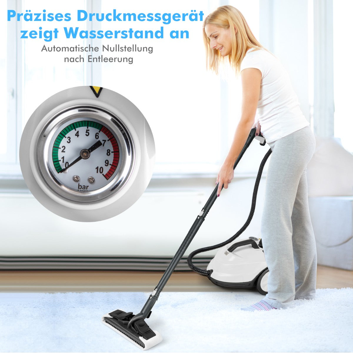 Portable 2000W Steam Cleaner, 15-Piece Accessory Set