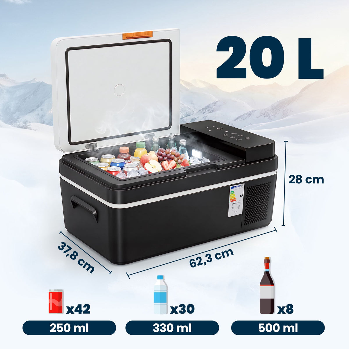 Portable 20L Electric Cooler with App Control & LED