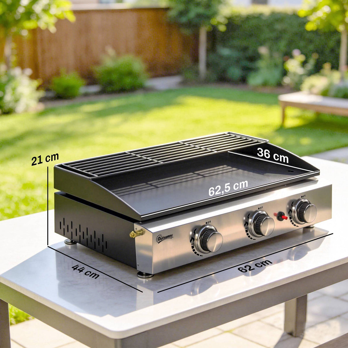 Portable 3-Burner Gas Grill with Ceramic Coating