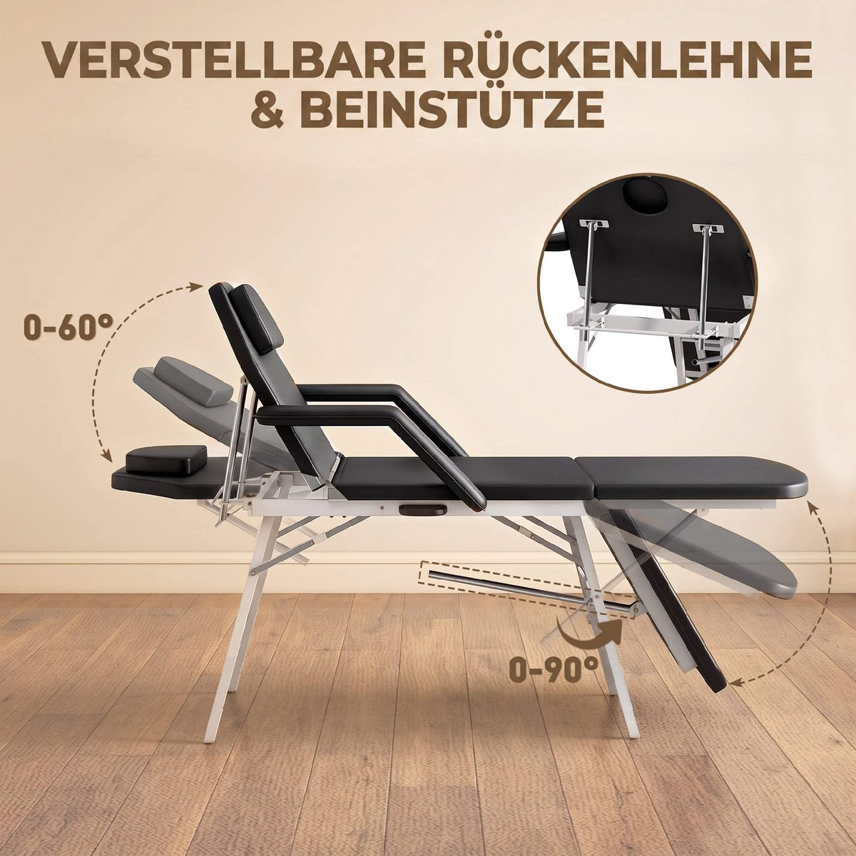 Portable 3-Section Massage Table, Adjustable with Headrest