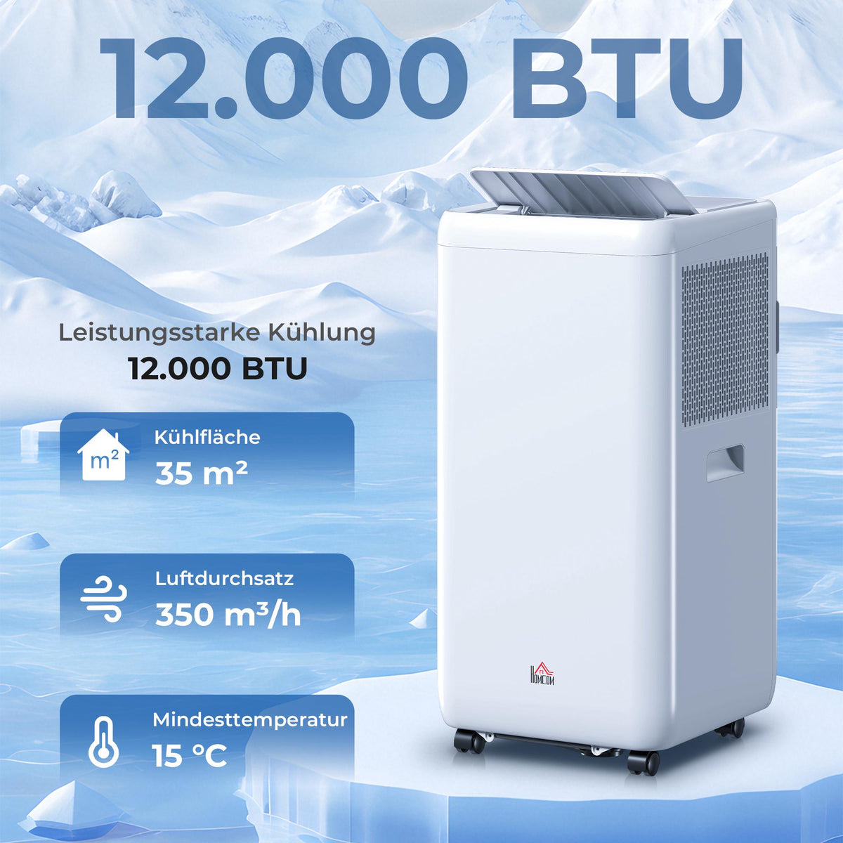 Portable Air Conditioner, 12,000 BTU, 5-in-1, 35㎡ Coverage