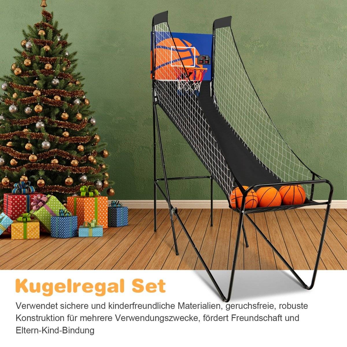 Portable Arcade Basketball Game Basketball Machine for Kids 208 x 62 x 207 cm Black