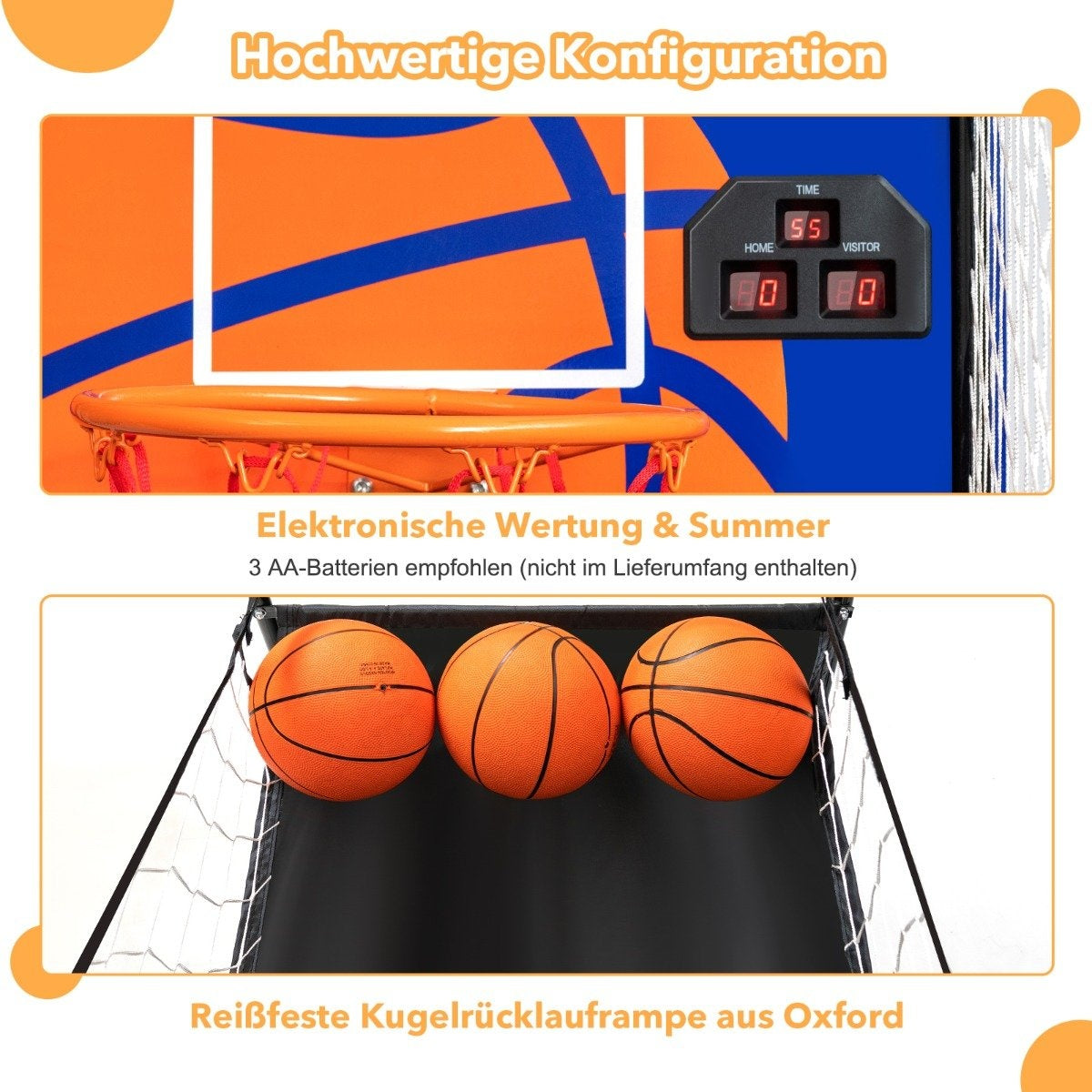 Portable Arcade Basketball Game Basketball Machine for Kids 208 x 62 x 207 cm Black