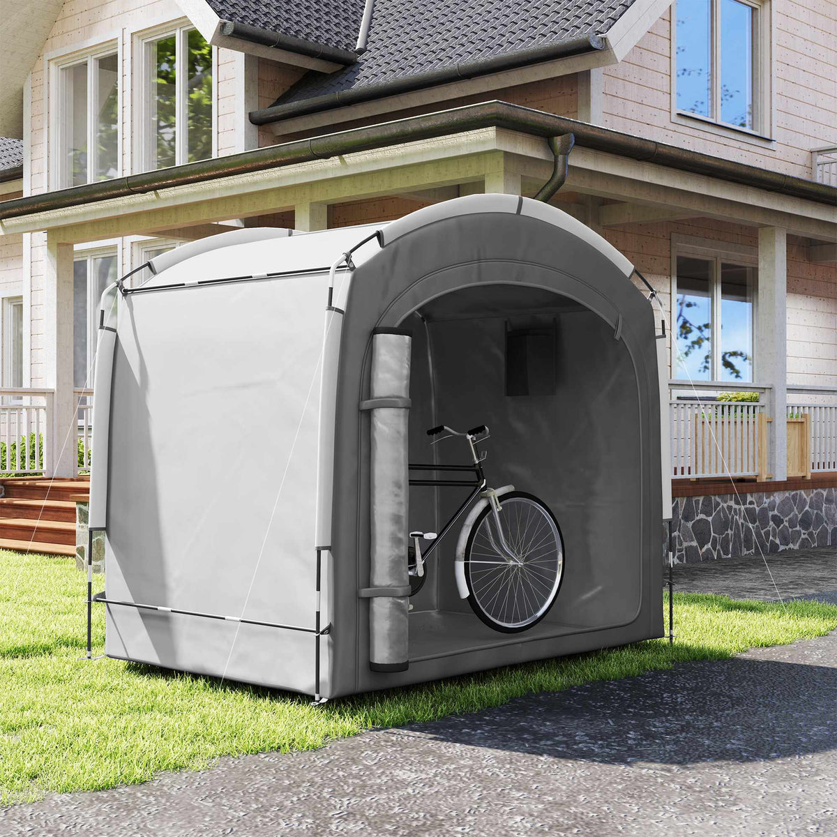 Portable Bike Storage Tent for 3-4 Bikes, Dark Grey