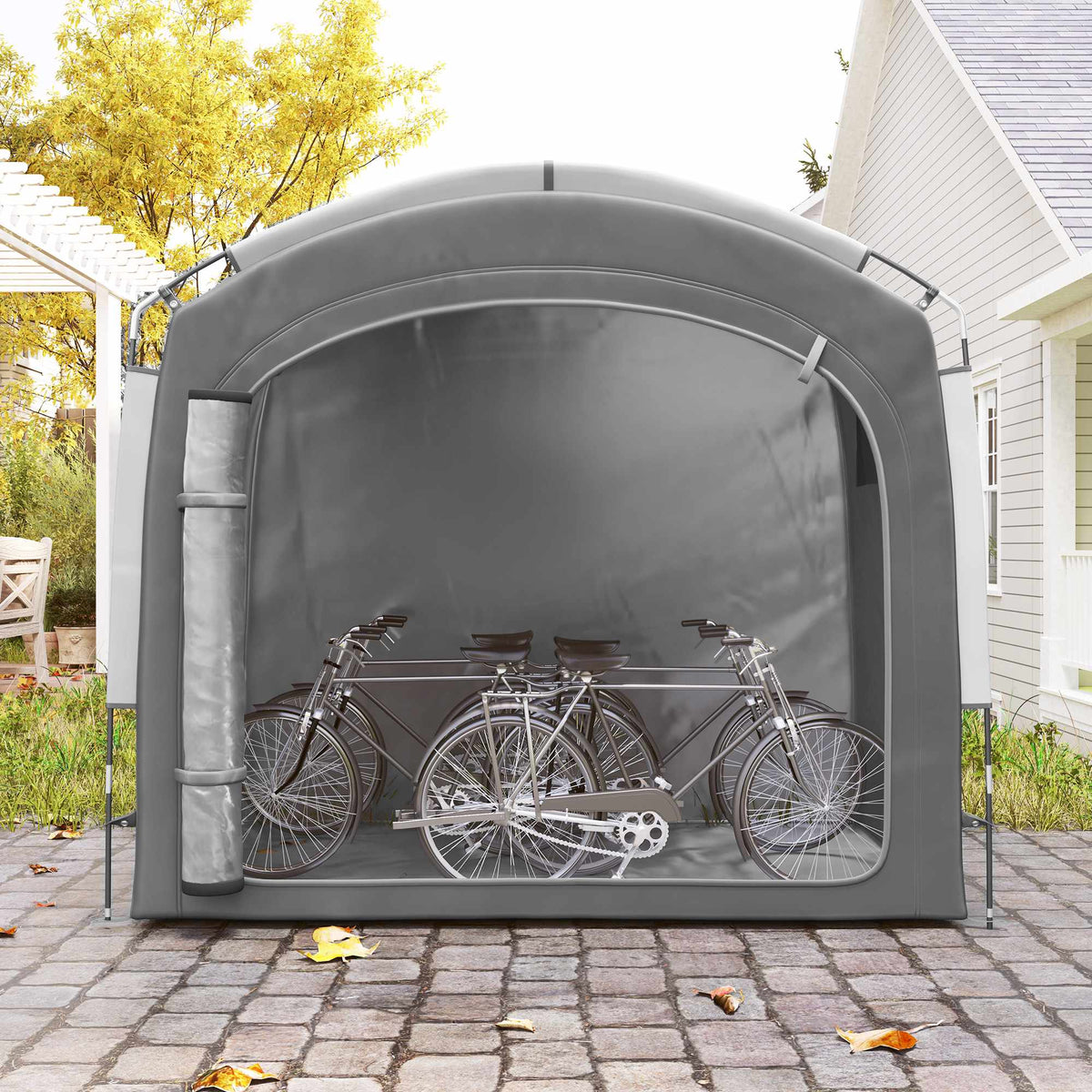 Portable Bike Storage Tent for 3-4 Bikes, Dark Grey