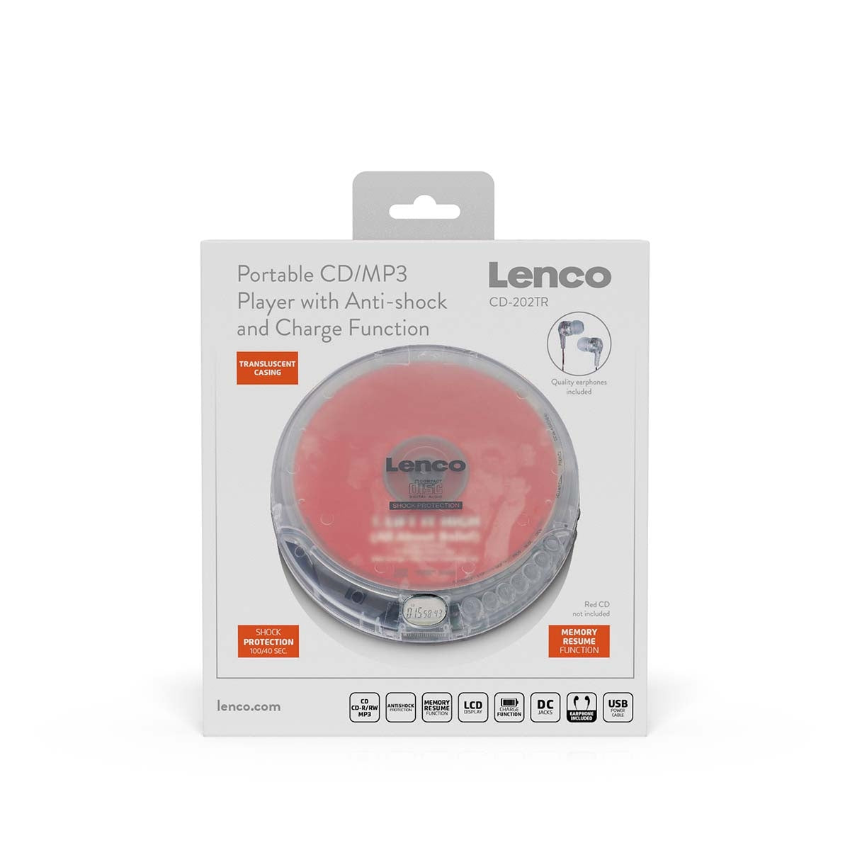 Portable CD-player with anti-shock Transparent