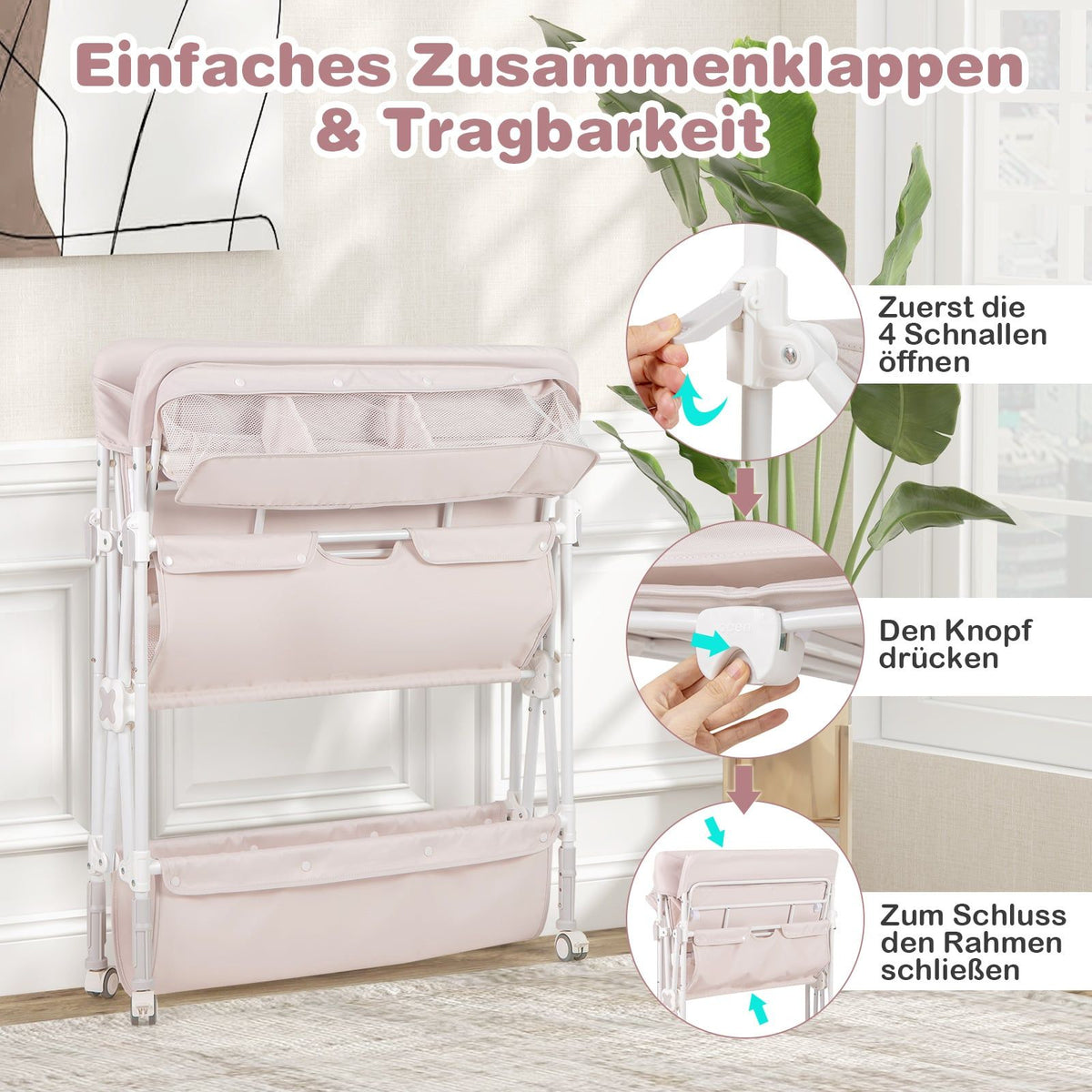 Portable Changing Table with Adjustable Height and Storage