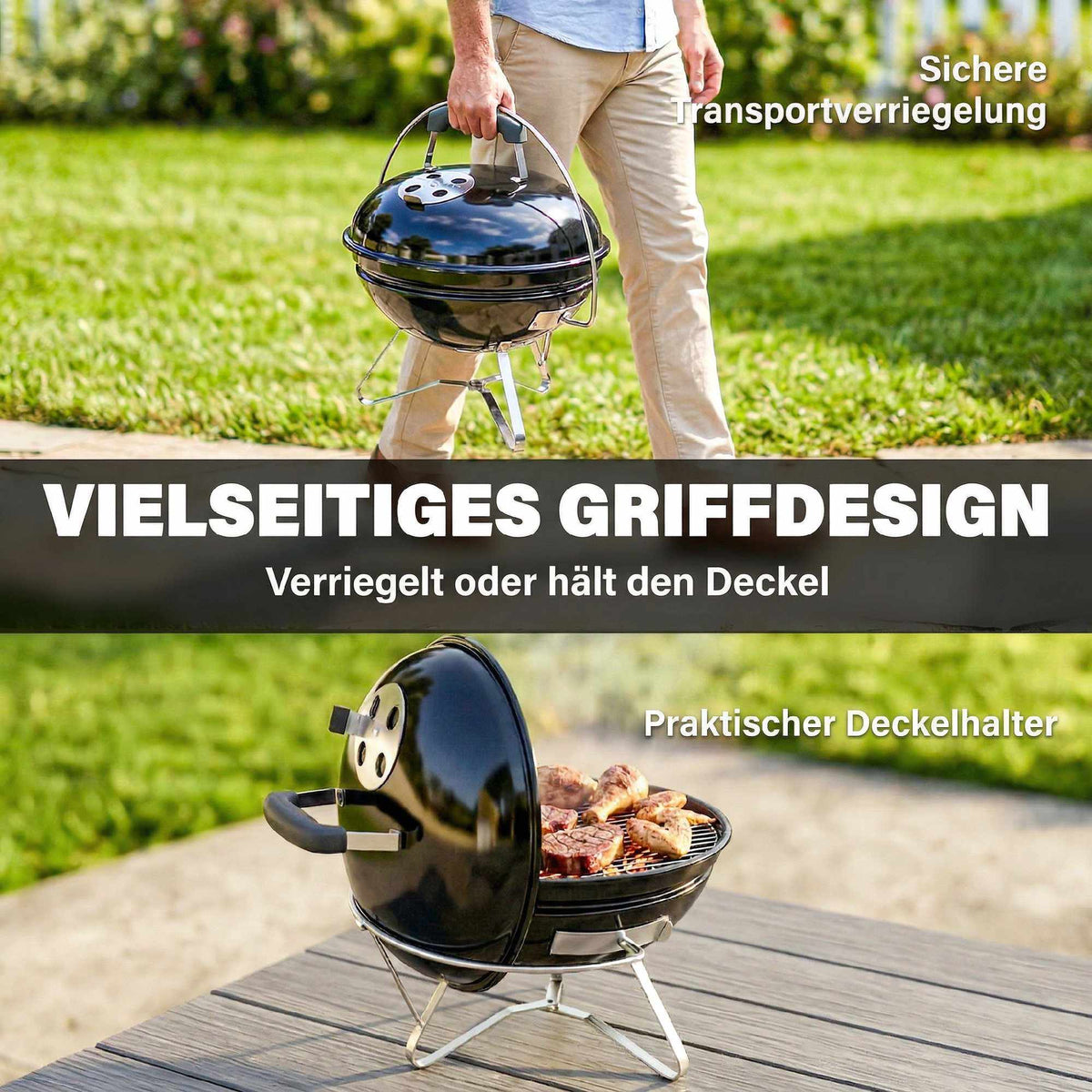 Portable Charcoal Kettle Grill with Lid and Vent, 41 cm