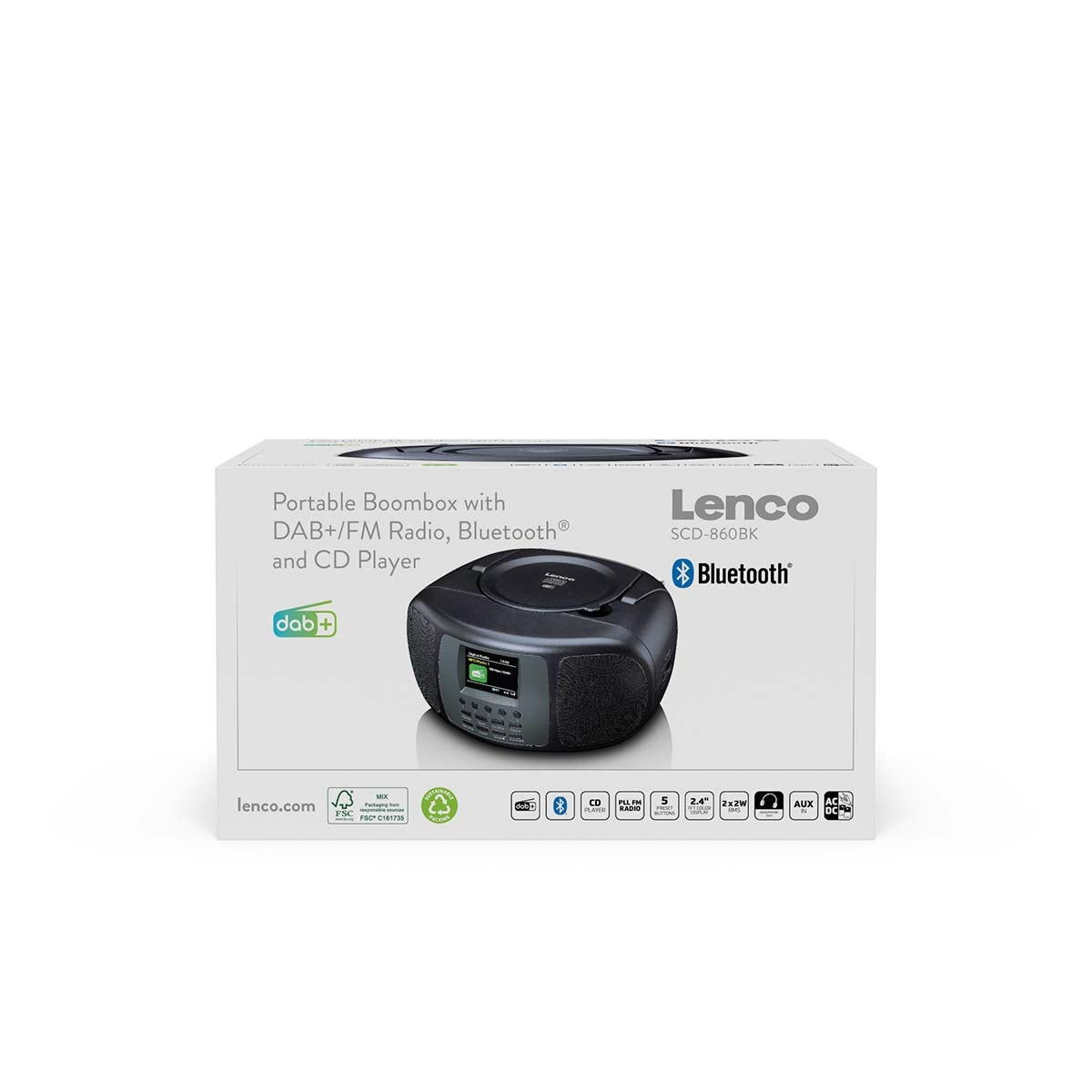 Portable DAB+/FM Radio with Bluetooth® CD Player and large LCD colour display Black