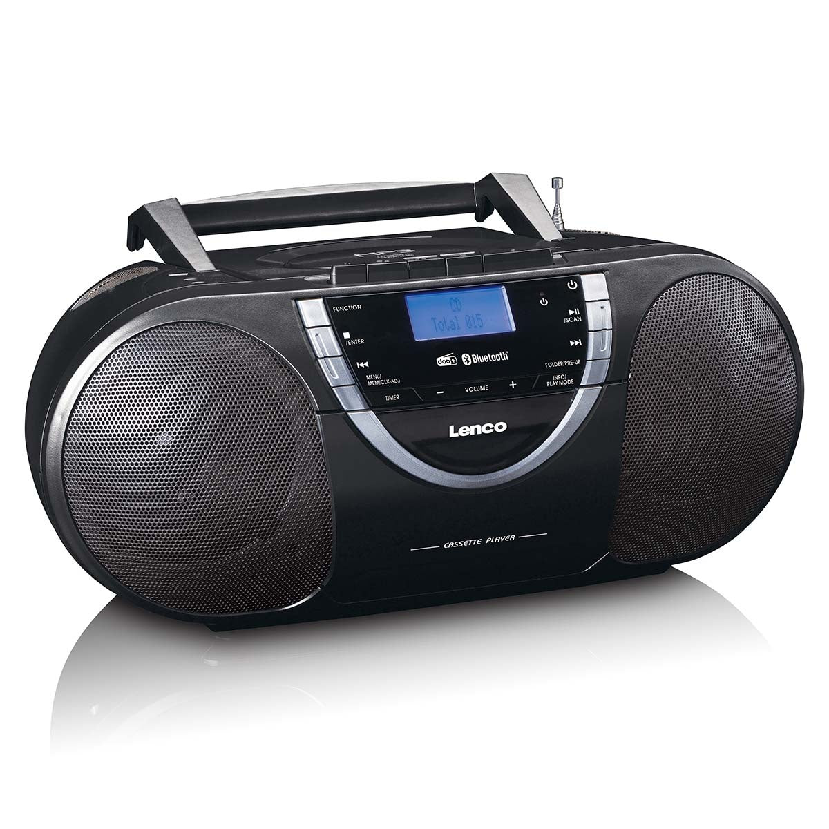 Portable DAB+ and FM Radio with CD Cassette and Bluetooth Black