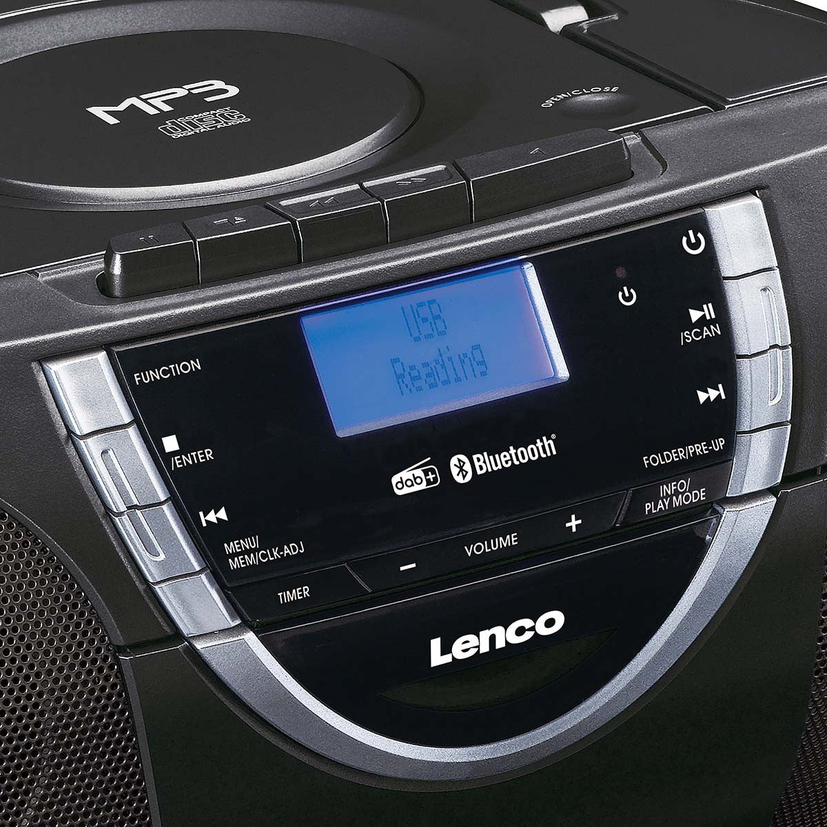 Portable DAB+ and FM Radio with CD Cassette and Bluetooth Black