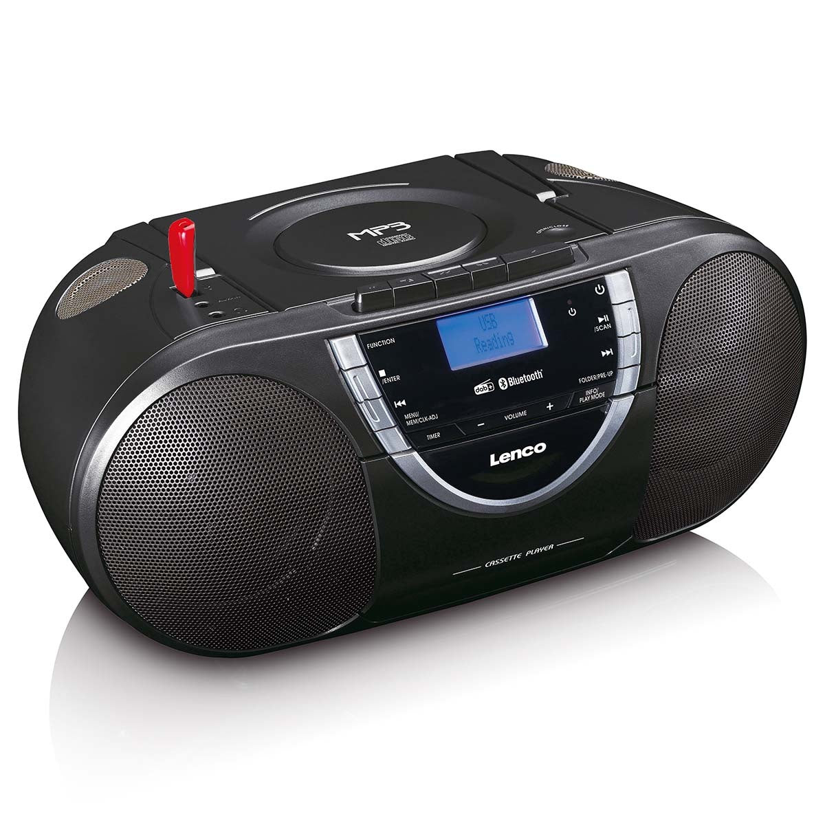 Portable DAB+ and FM Radio with CD Cassette and Bluetooth Black