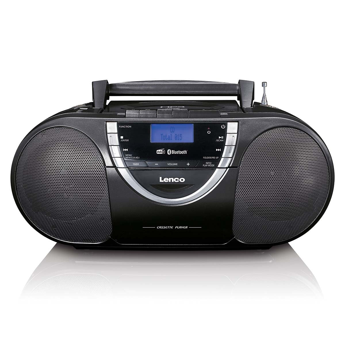 Portable DAB+ and FM Radio with CD Cassette and Bluetooth Black