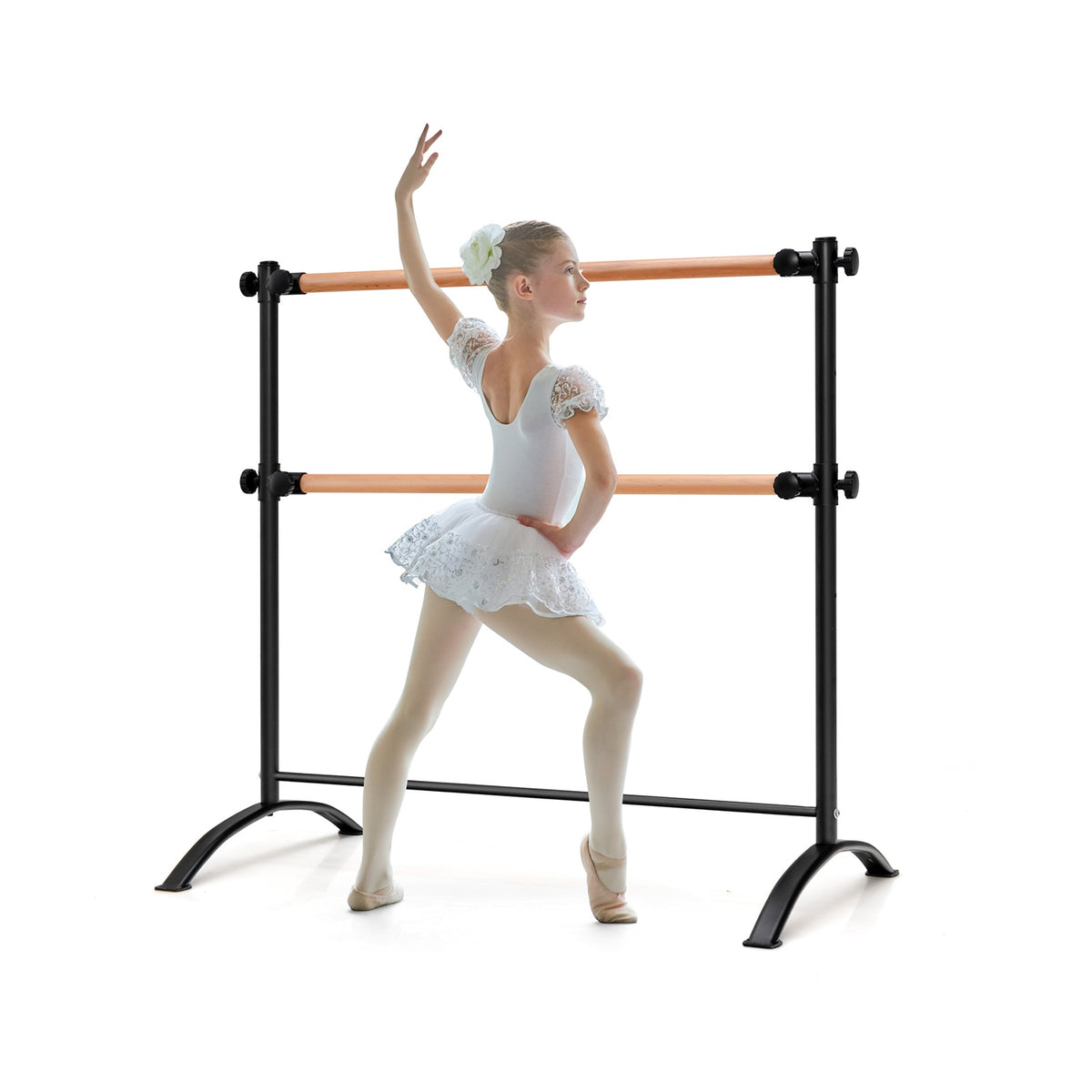 Portable Double Ballet Barre, 4 ft, Adjustable Height