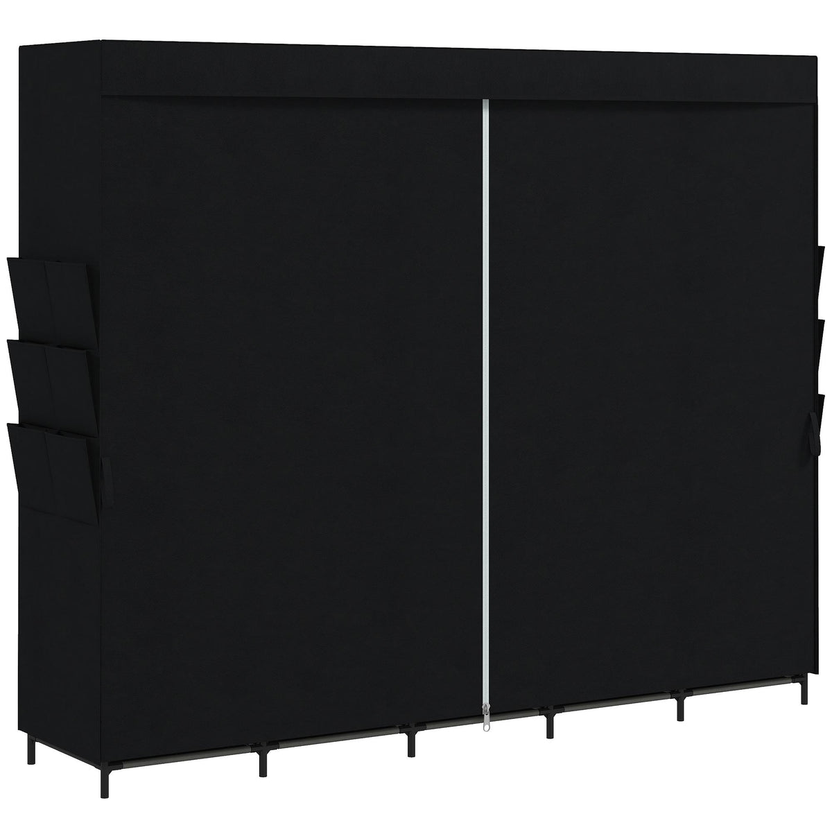 Portable Fabric Wardrobe, Dustproof, 5 Rods, Black, 212x45x167 cm