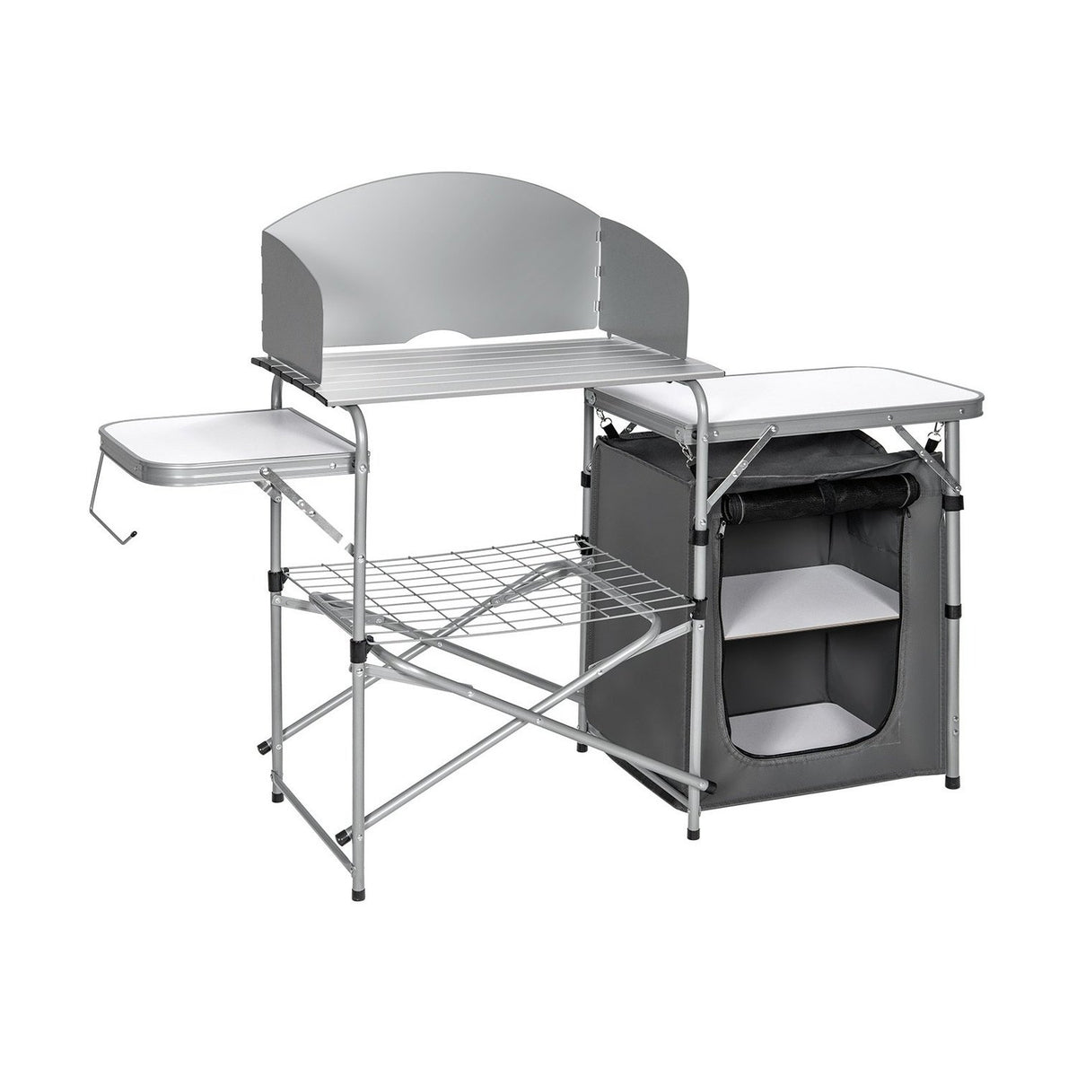 Portable Folding Camping Kitchen with Windshield & Storage