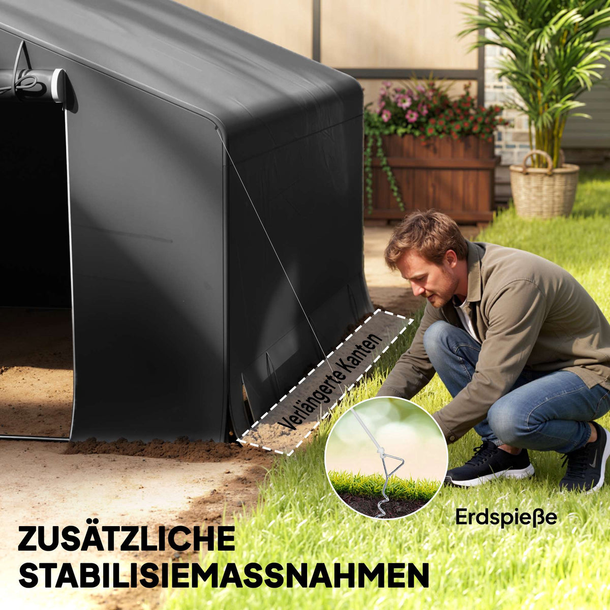Portable Garden Shed, Bike Tent, Dark Grey, Metal Frame