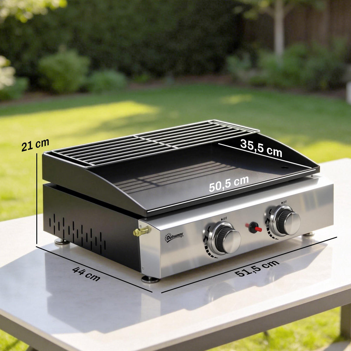 Portable Gas Grill with 2 Burners, Ceramic Coated Grate