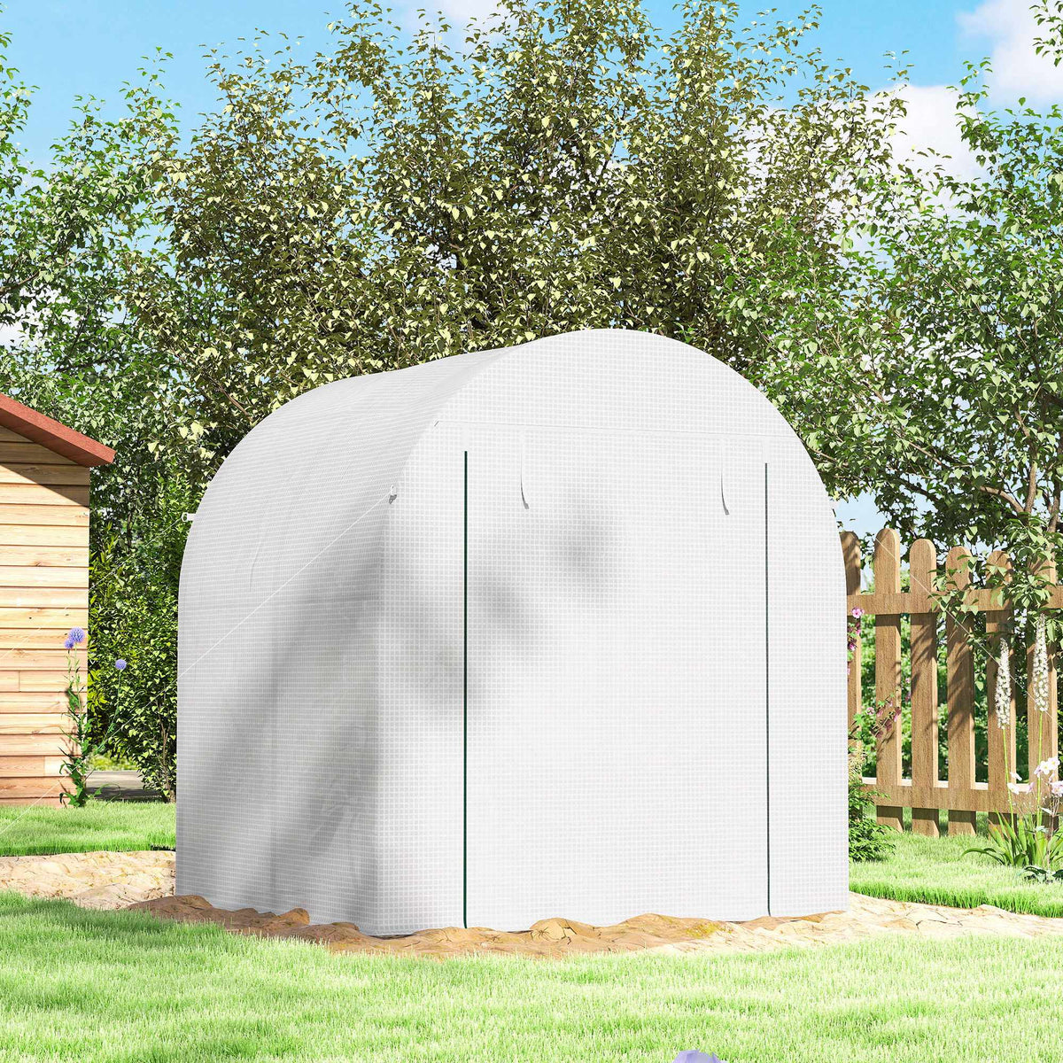 Portable Greenhouse with Steel Frame, Plastic Cover, 6x6 ft